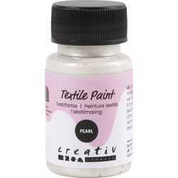 Tekstilmaling, perlemor, d&aelig;kkende, s&oslash;lv, 50 ml/ 1 fl.