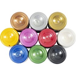 Tekstilmaling, perlemor, d&aelig;kkende, ass. farver, 10x50 ml/ 1 pk.