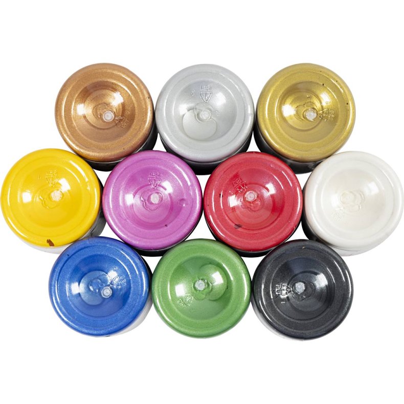 Tekstilmaling, perlemor, d&aelig;kkende, ass. farver, 10x50 ml/ 1 pk.