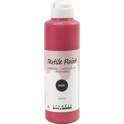 Tekstilmaling, perlemor, d&aelig;kkende, r&oslash;d, 250 ml/ 1 fl.
