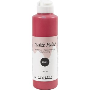 Tekstilmaling, perlemor, d&aelig;kkende, r&oslash;d, 250 ml/ 1 fl.