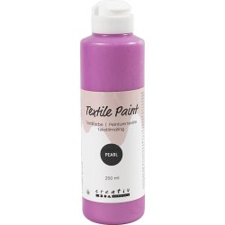 Tekstilmaling, perlemor, d&aelig;kkende, cyklame, 250 ml/ 1 fl.