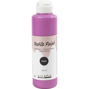 Tekstilmaling, perlemor, d&aelig;kkende, cyklame, 250 ml/ 1 fl.