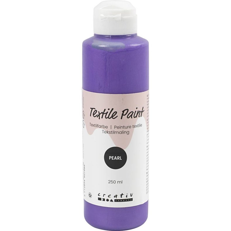 Tekstilmaling, perlemor, d&aelig;kkende, violet, 250 ml/ 1 fl.