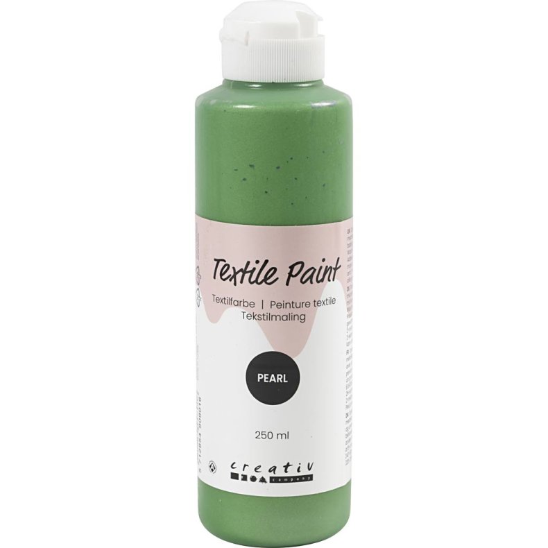 Tekstilmaling, perlemor, d&aelig;kkende, brilliantgr&oslash;n, 250 ml/ 1 fl.