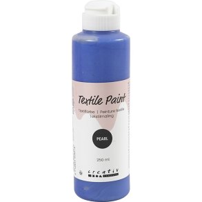 Tekstilmaling, perlemor, d&aelig;kkende, bl&aring;, 250 ml/ 1 fl.