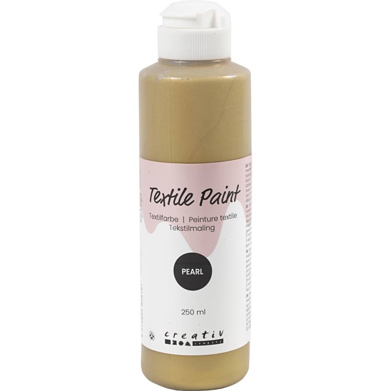 Tekstilmaling, perlemor, d&aelig;kkende, guld, 250 ml/ 1 fl.