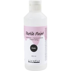 Tekstilmaling, perlemor, d&aelig;kkende, s&oslash;lv, 250 ml/ 1 fl.