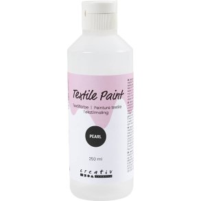 Tekstilmaling, perlemor, d&aelig;kkende, s&oslash;lv, 250 ml/ 1 fl.