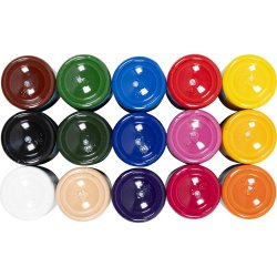 Tekstilmaling, halvd&aelig;kkende, ass. farver, 15x500 ml/ 1 pk.