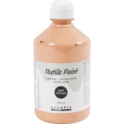 Tekstilmaling, halvd&aelig;kkende, lys pudder, 500 ml/ 1 fl.