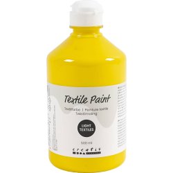 Tekstilmaling, halvd&aelig;kkende, prim&aelig;r gul, 500 ml/ 1 fl.
