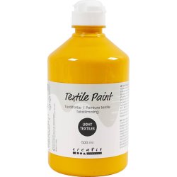 Tekstilmaling, halvd&aelig;kkende, gul, 500 ml/ 1 fl.
