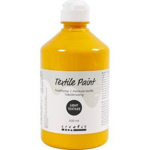 Tekstilmaling, halvd&aelig;kkende, gul, 500 ml/ 1 fl.