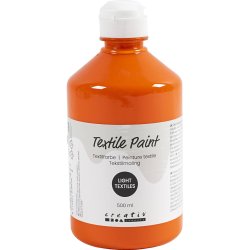 Tekstilmaling, halvd&aelig;kkende, orange, 500 ml/ 1 fl.