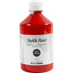 Tekstilmaling, halvd&aelig;kkende, r&oslash;d, 500 ml/ 1 fl.