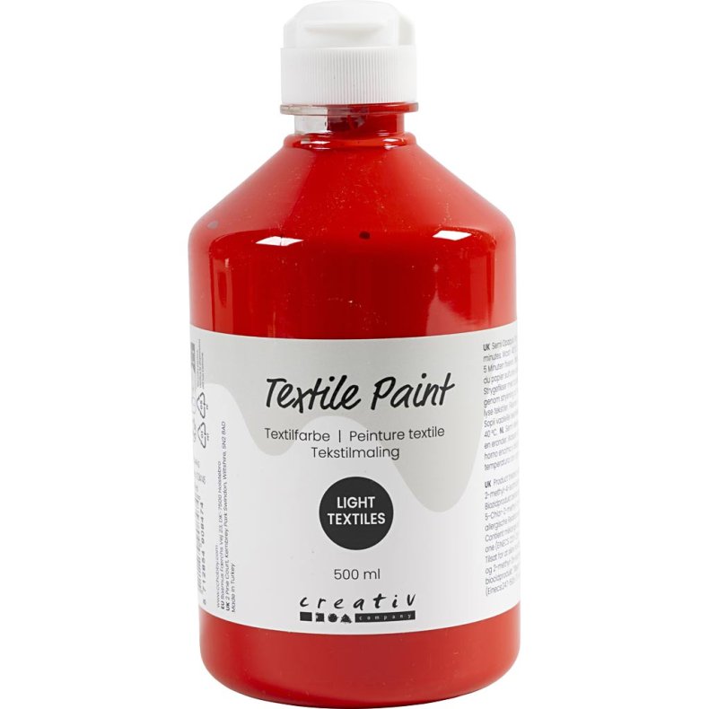 Tekstilmaling, halvd&aelig;kkende, r&oslash;d, 500 ml/ 1 fl.