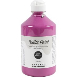 Tekstilmaling, halvd&aelig;kkende, pink, 500 ml/ 1 fl.
