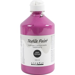 Tekstilmaling, halvd&aelig;kkende, pink, 500 ml/ 1 fl.
