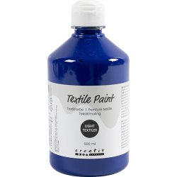 Tekstilmaling, halvd&aelig;kkende, brilliant bl&aring;, 500 ml/ 1 fl.