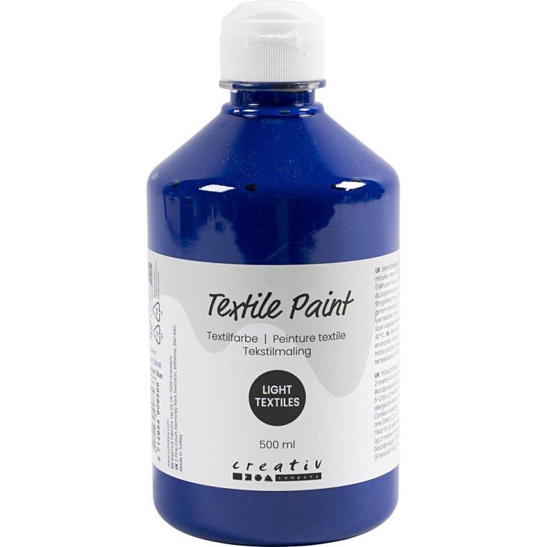 Tekstilmaling, halvd&aelig;kkende, brilliant bl&aring;, 500 ml/ 1 fl.