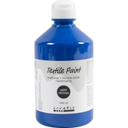 Tekstilmaling, halvd&aelig;kkende, prim&aelig;r bl&aring;, 500 ml/ 1 fl.