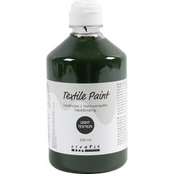 Tekstilmaling, halvd&aelig;kkende, olivengr&oslash;n, 500 ml/ 1 fl.