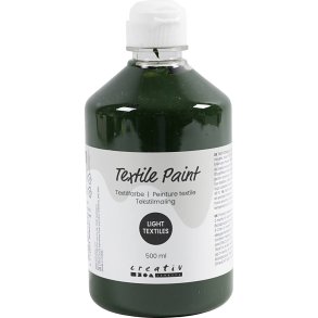 Tekstilmaling, halvd&aelig;kkende, olivengr&oslash;n, 500 ml/ 1 fl.