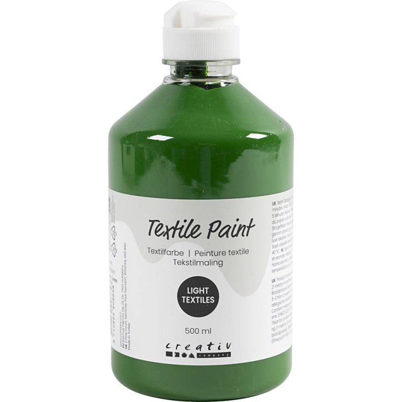 Tekstilmaling, halvd&aelig;kkende, gr&aelig;sgr&oslash;n, 500 ml/ 1 fl.