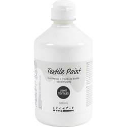 Tekstilmaling, halvd&aelig;kkende, hvid, 500 ml/ 1 fl.