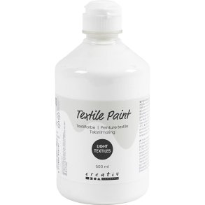 Tekstilmaling, halvd&aelig;kkende, hvid, 500 ml/ 1 fl.
