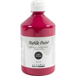 Tekstilmaling, halvd&aelig;kkende, prim&aelig;r r&oslash;d, 500 ml/ 1 fl.