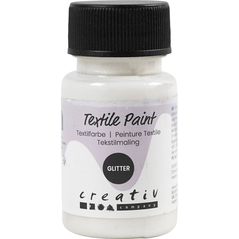 Tekstilmaling, glitter, transparent, base, 50 ml/ 1 fl.