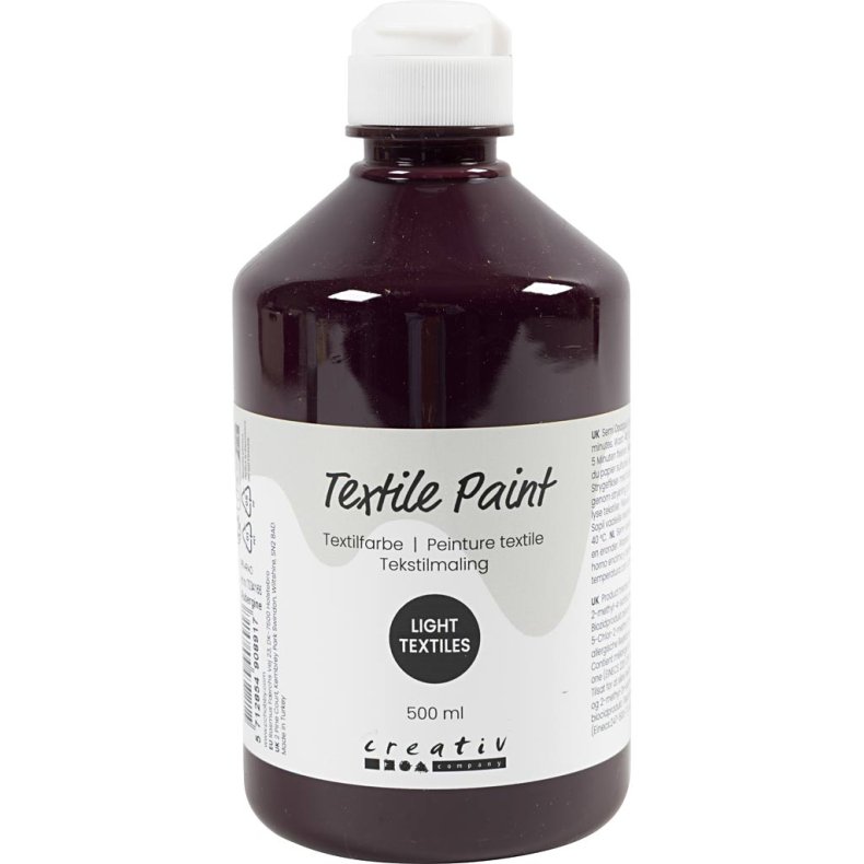 Tekstilmaling, halvd&aelig;kkende, aubergine, 500 ml/ 1 fl.