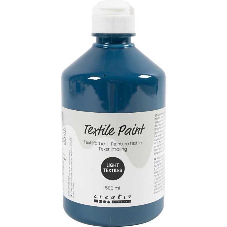 Tekstilmaling, halvd&aelig;kkende, turkisbl&aring;, 500 ml/ 1 fl.