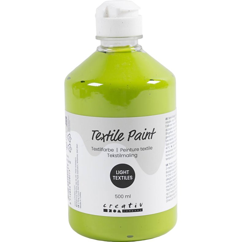 Tekstilmaling, halvd&aelig;kkende, kiwi, 500 ml/ 1 fl.
