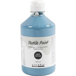 Tekstilmaling, halvd&aelig;kkende, duebl&aring;, 500 ml/ 1 fl.
