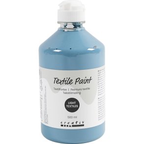 Tekstilmaling, halvd&aelig;kkende, duebl&aring;, 500 ml/ 1 fl.