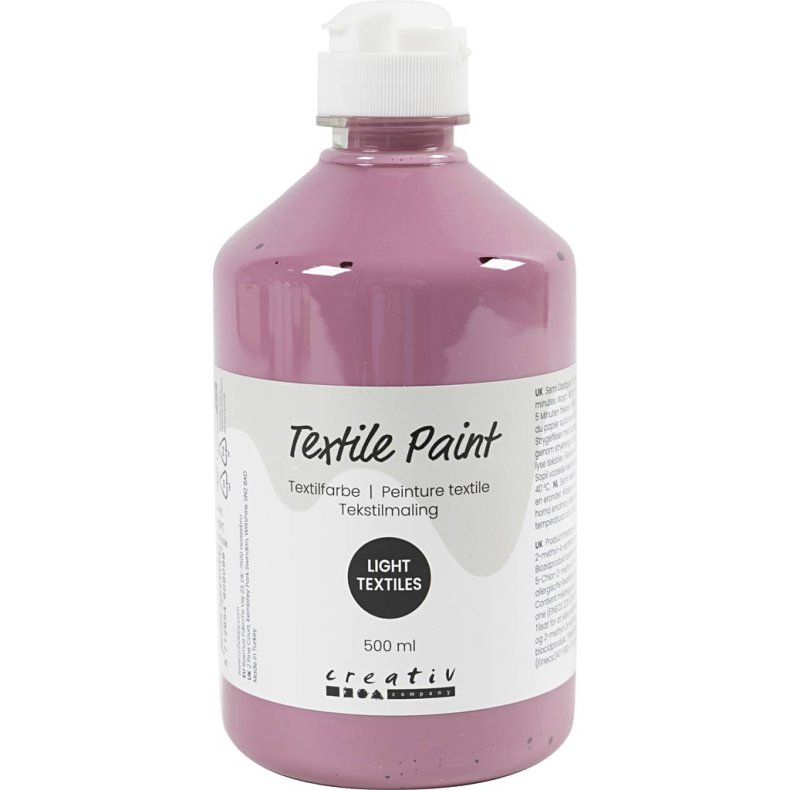 Tekstilmaling, halvd&aelig;kkende, m&oslash;rk rosa, 500 ml/ 1 fl.