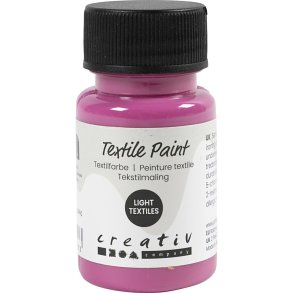 Tekstilmaling, halvd&aelig;kkende, pink, 50 ml/ 1 fl.