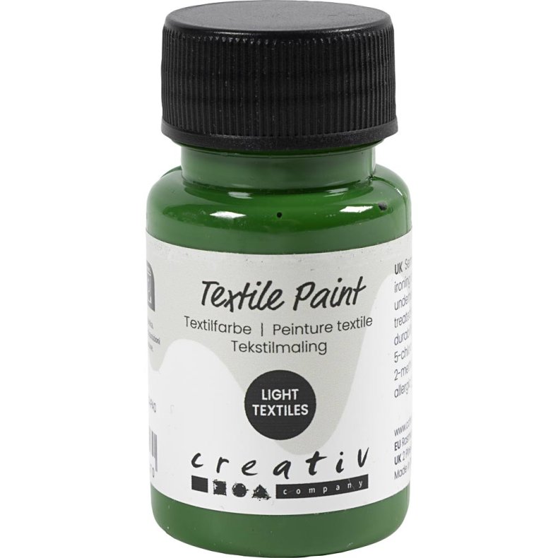 Tekstilmaling, halvd&aelig;kkende, gr&aelig;sgr&oslash;n, 50 ml/ 1 fl.