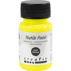 Tekstilmaling, halvd&aelig;kkende, neon gul, 50 ml/ 1 fl.