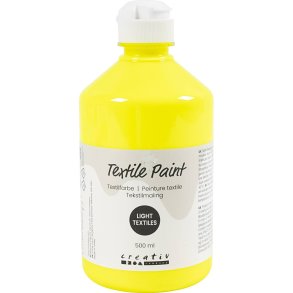Tekstilmaling, halvd&aelig;kkende, neon gul, 500 ml/ 1 fl.