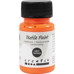 Tekstilmaling, halvd&aelig;kkende, neon orange, 50 ml/ 1 fl.