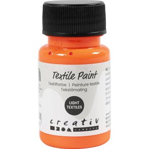 Tekstilmaling, halvd&aelig;kkende, neon orange, 50 ml/ 1 fl.