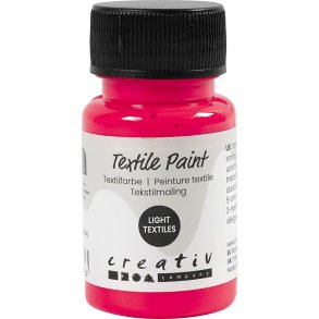 Tekstilmaling, halvd&aelig;kkende, neon pink, 50 ml/ 1 fl.