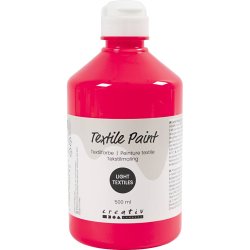 Tekstilmaling, halvd&aelig;kkende, neon pink, 500 ml/ 1 fl.