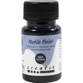 Tekstilmaling Solid, d&aelig;kkende, sort, 50 ml/ 1 fl.