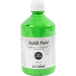 Tekstilmaling, halvd&aelig;kkende, neon gr&oslash;n, 500 ml/ 1 fl.