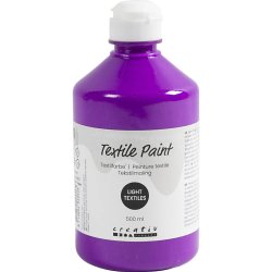 Tekstilmaling, halvd&aelig;kkende, neon lilla, 500 ml/ 1 fl.